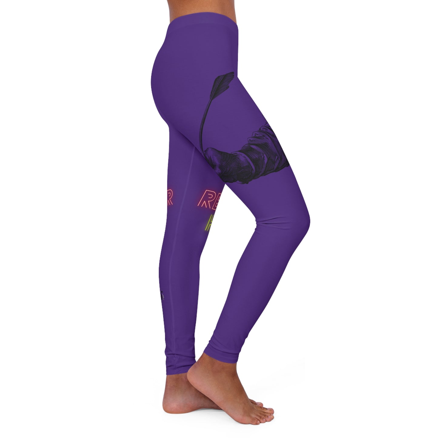 Women's Spandex Leggings: Writing Purple