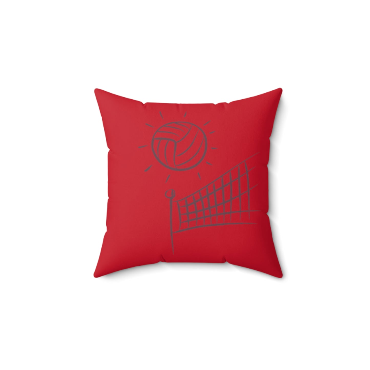 Spun Polyester Square Pillow: Volleyball Dark Red