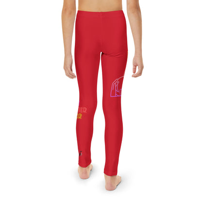 Youth Full-Length Leggings: Bowling Dark Red