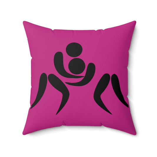 Spun Polyester Square Pillow: Wrestling Pink