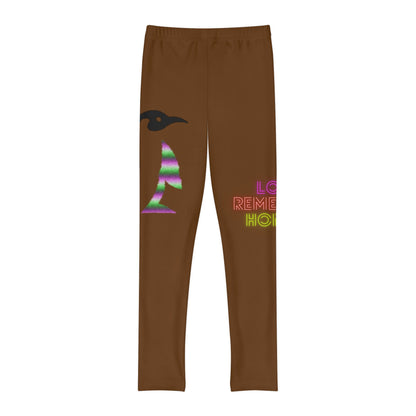 Youth Full-Length Leggings: Crazy Penguin World Logo Brown