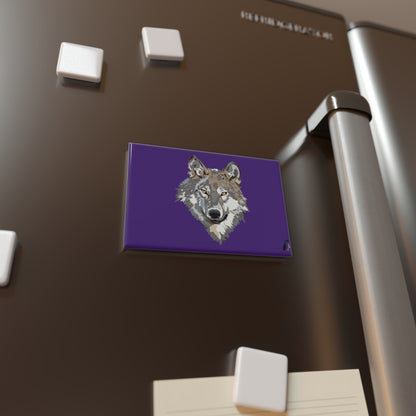 Button Magnet, Rectangle (1 & 10 pcs): Wolves Purple