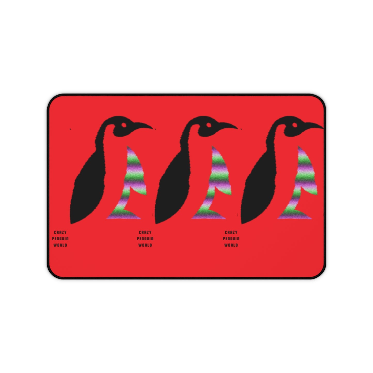 Desk Mat: Crazy Penguin World Logo Red