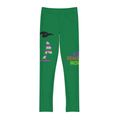 Youth Full-Length Leggings: Crazy Penguin World Logo Dark Green