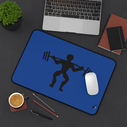 Desk Mat: Weightlifting Dark Blue