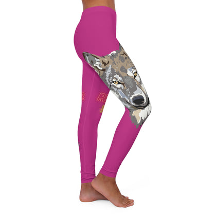 Women's Spandex Leggings: Wolves Pink