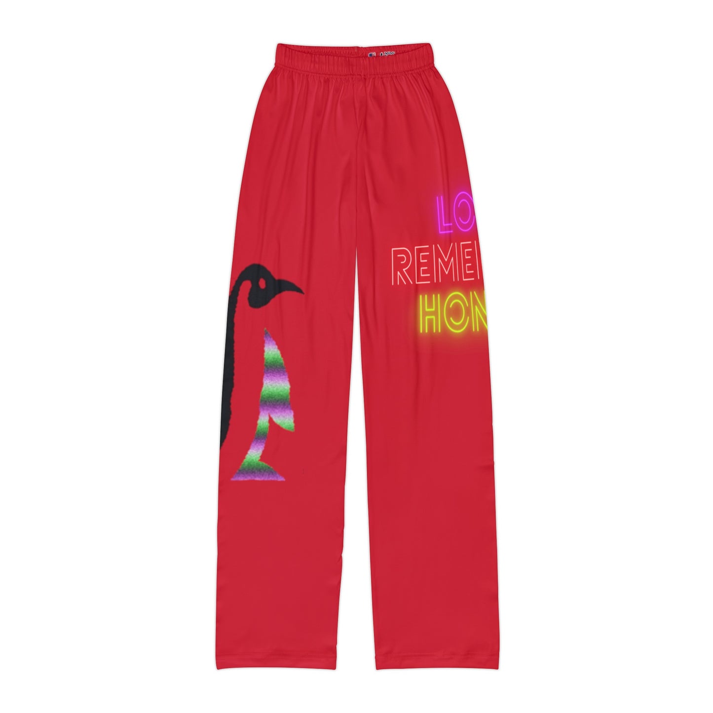 Kids Pajama Pants: Crazy Penguin World Logo Dark Red