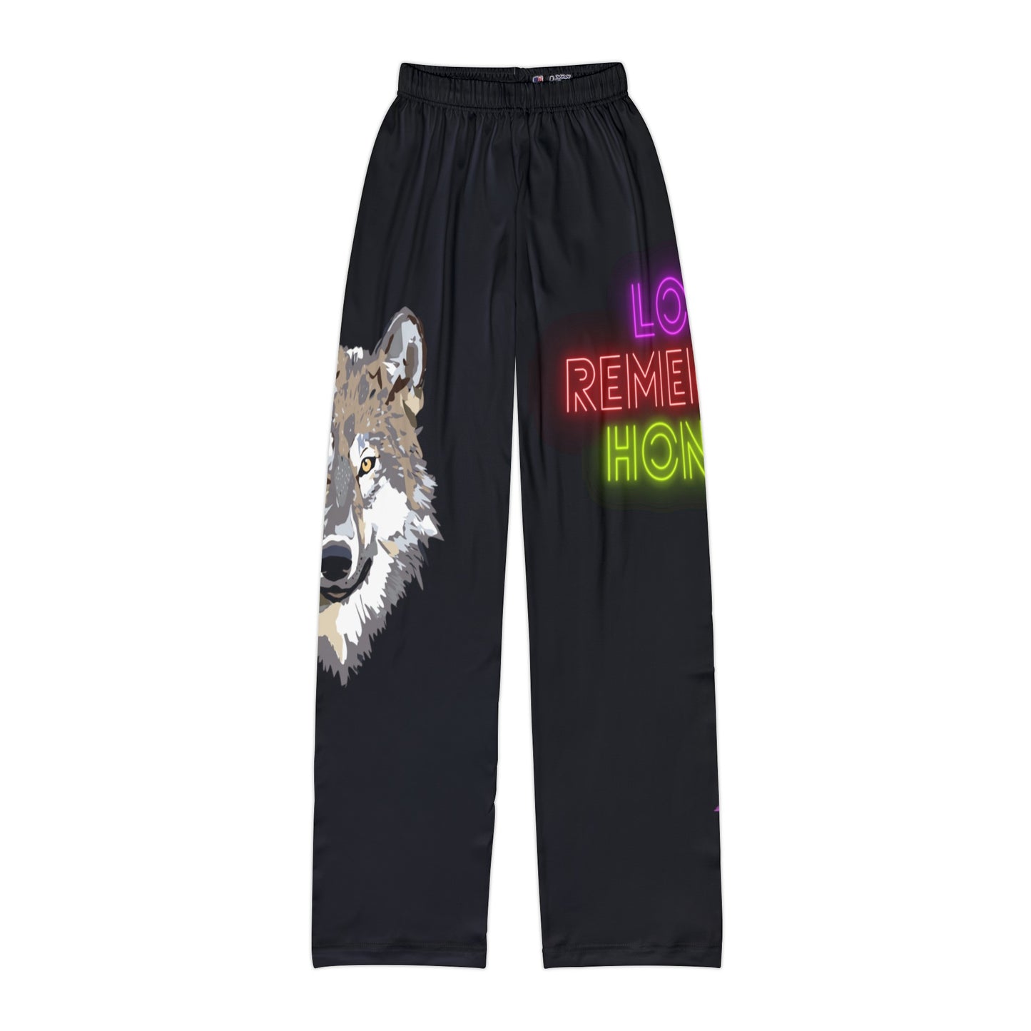 Kids Pajama Pants: Wolves Black