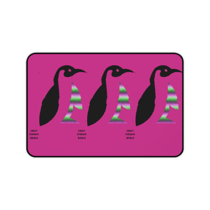 Desk Mat: Crazy Penguin World Logo Pink