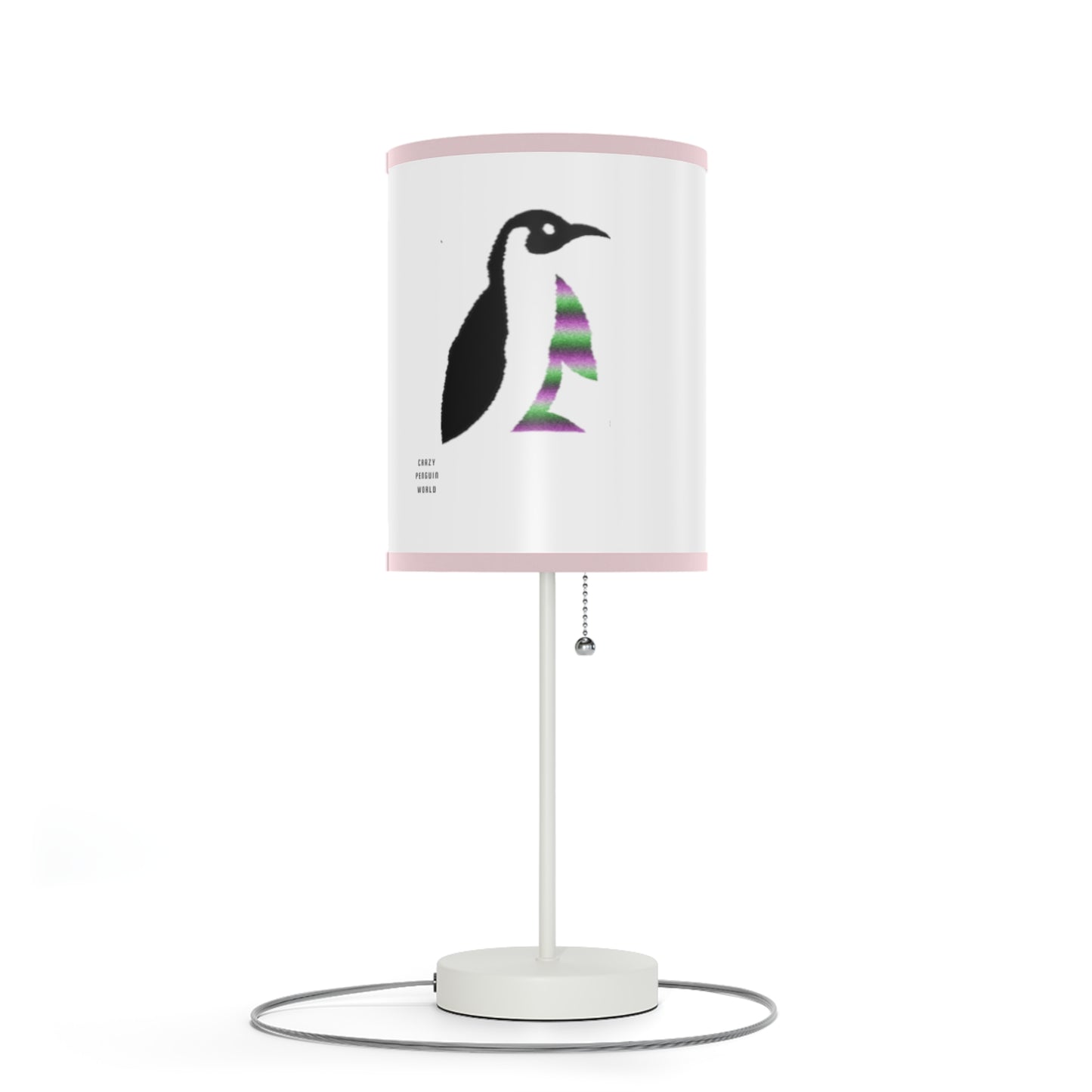 Lamp on a Stand, US|CA plug: Crazy Penguin World Logo White