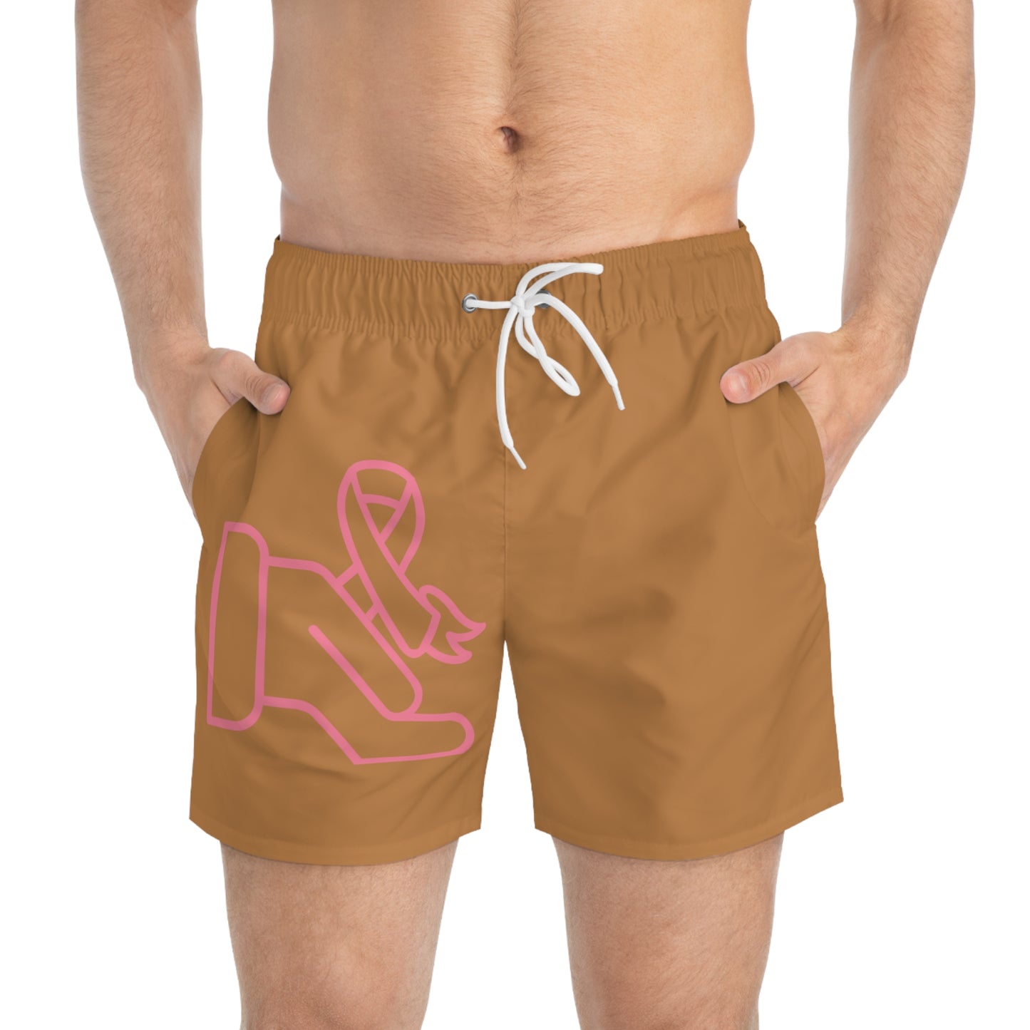 Swim Trunks: Fight Cancer Lite Brown