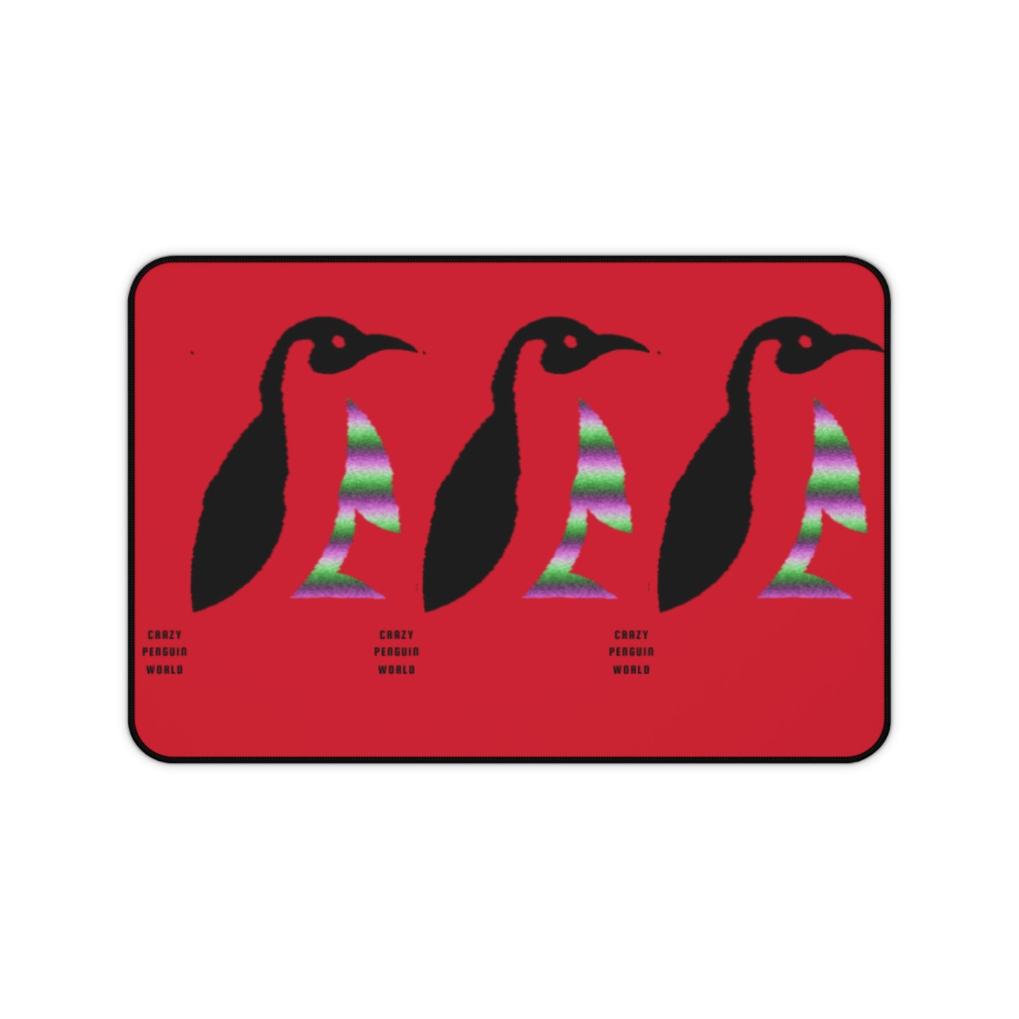 Desk Mat: Crazy Penguin World Logo Dark Red