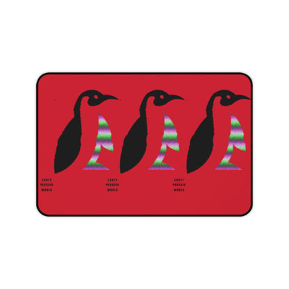 Desk Mat: Crazy Penguin World Logo Dark Red