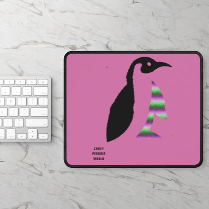 Gaming Mouse Pad: Crazy Penguin World Logo Lite Pink