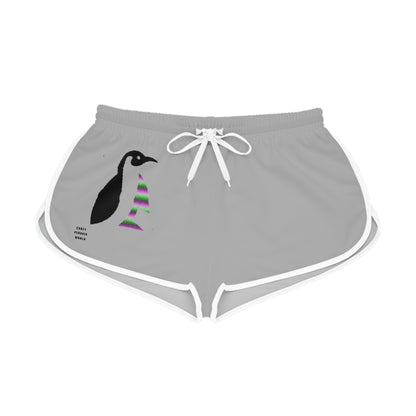 Women's Relaxed Shorts: Crazy Penguin World Logo Lite Grey