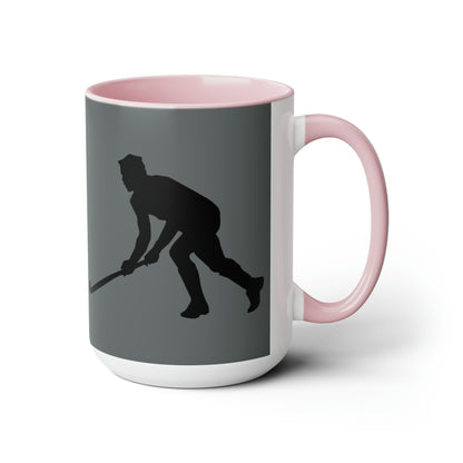 Two-Tone Coffee Mugs, 15oz: Hockey Dark Grey