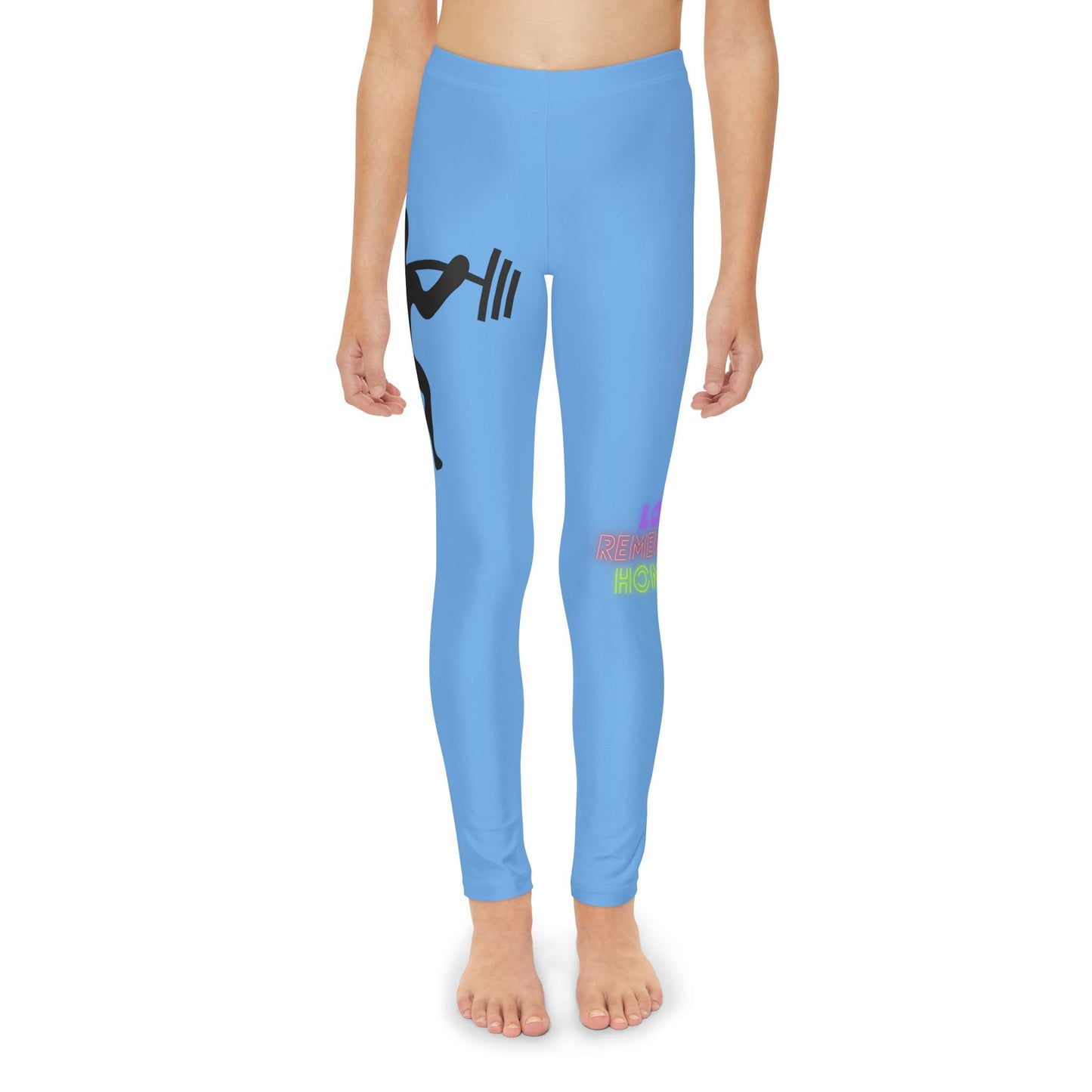 Youth Full-Length Leggings: Weightlifting Lite Blue