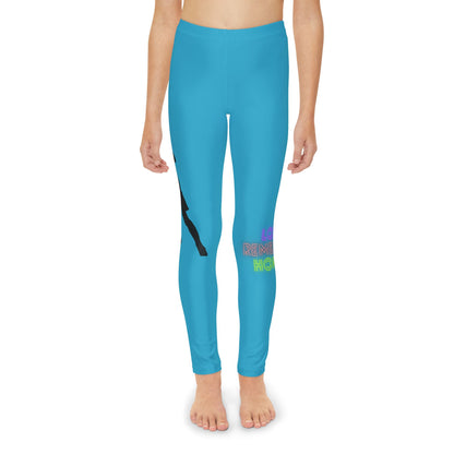 Youth Full-Length Leggings: Soccer Turquoise