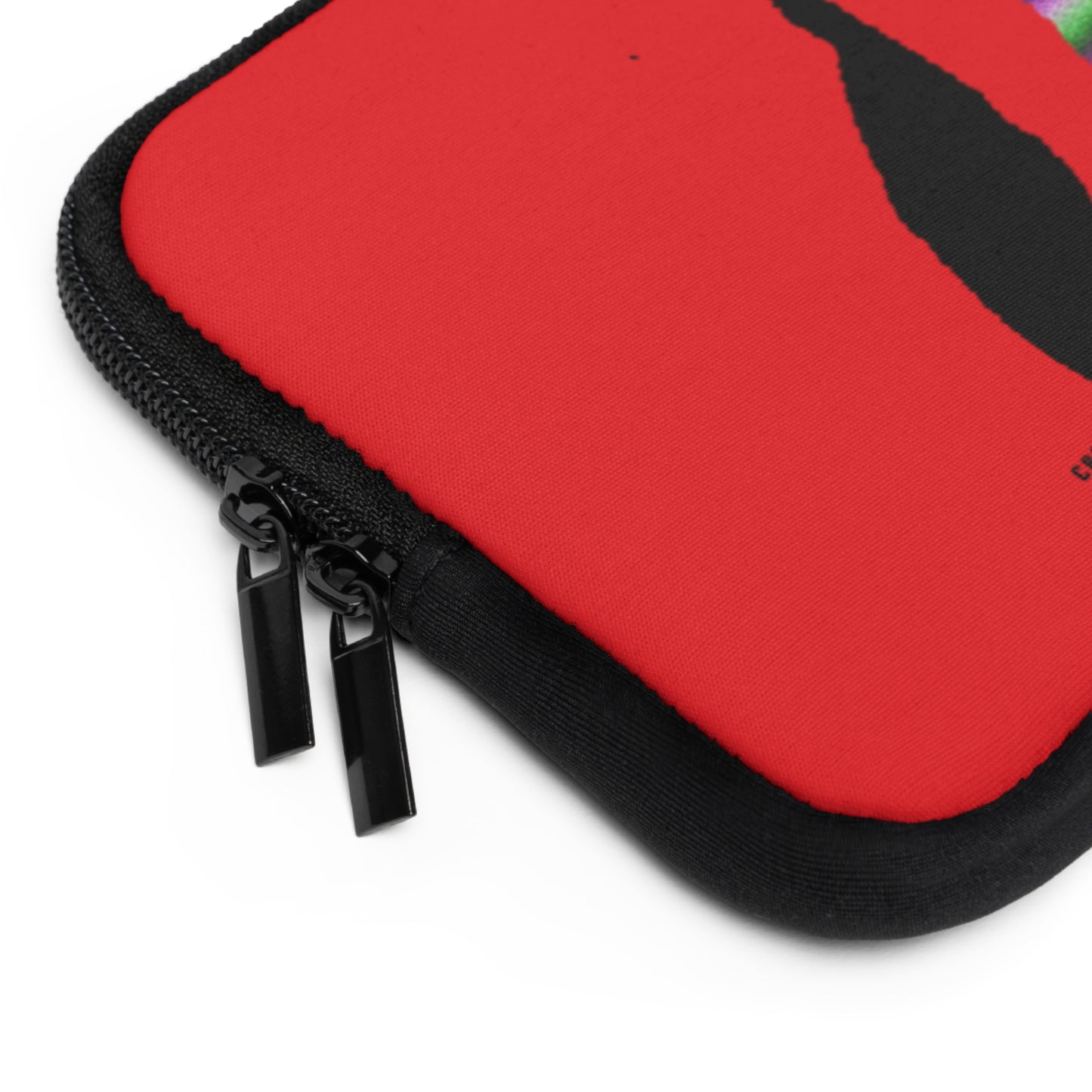 Laptop Sleeve: Crazy Penguin World Logo Red