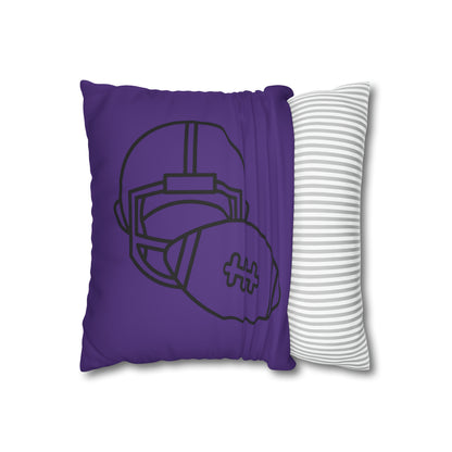 Faux Suede Square Pillow Case: Football Purple