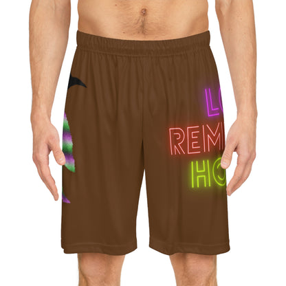 Basketball Shorts: Crazy Penguin World Logo Brown