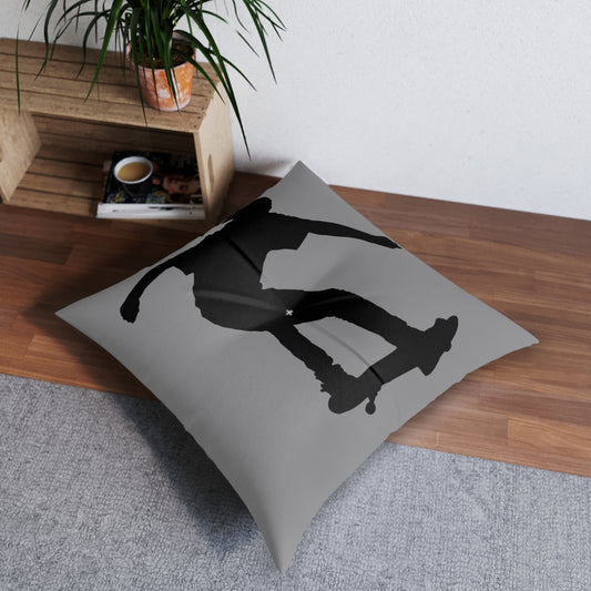 Tufted Floor Pillow, Square: Skateboarding Grey