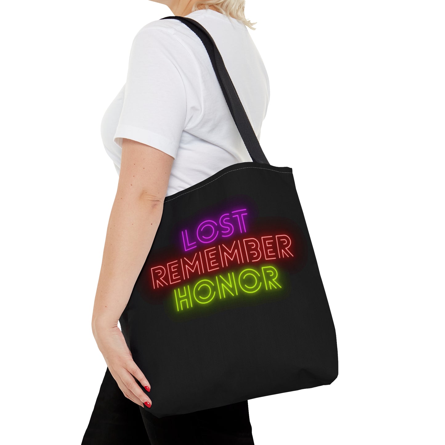 Tote Bag: Lost Remember Honor Black