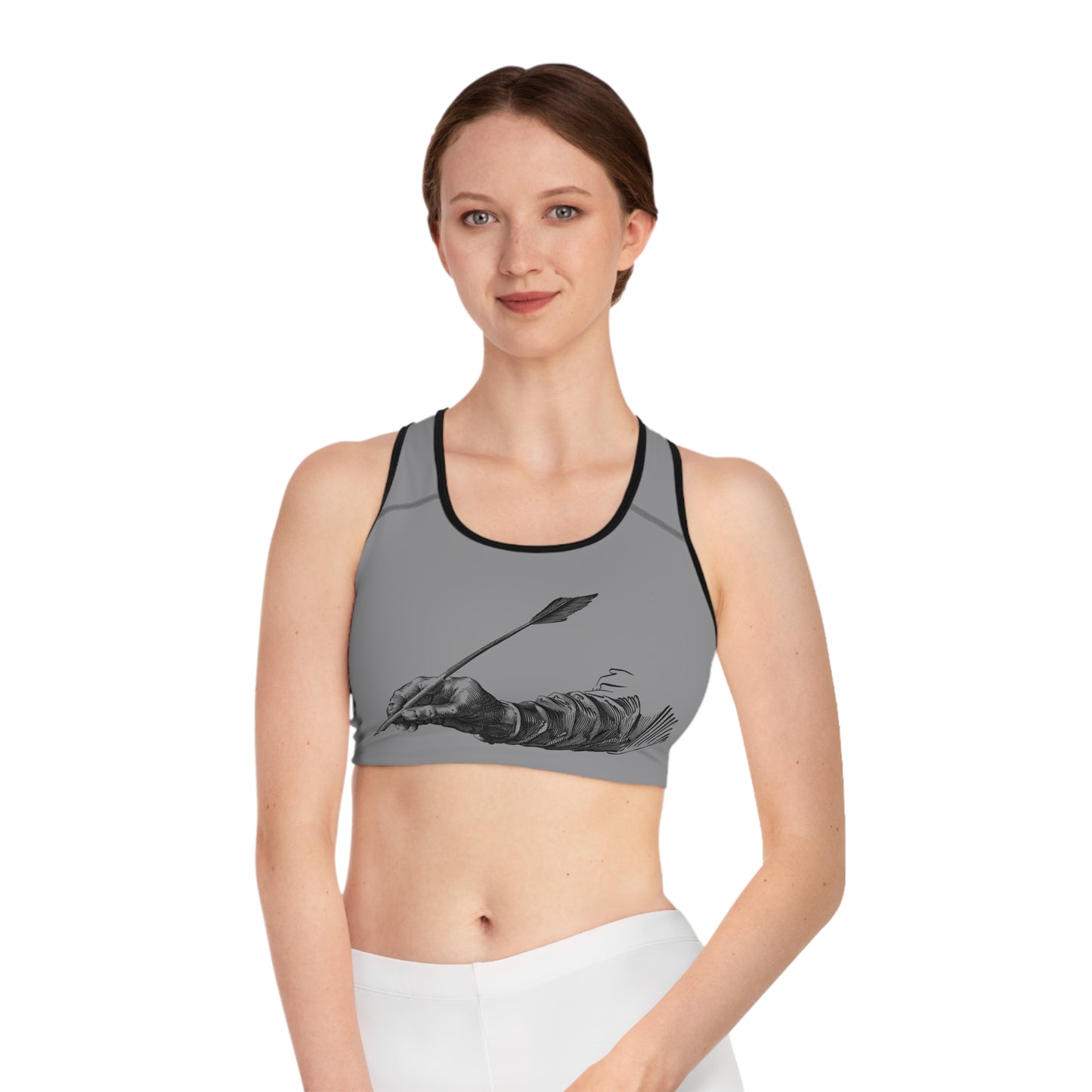 Sports Bra: Writing Grey