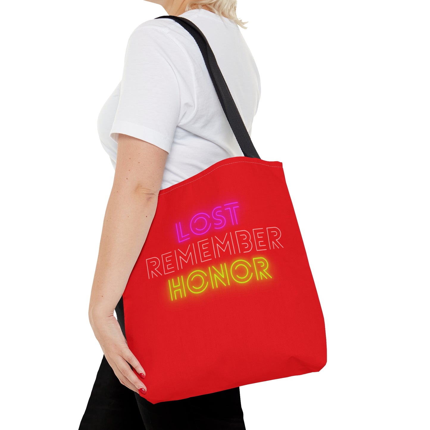 Tote Bag: Lost Remember Honor Red