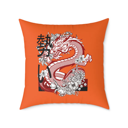 Spun Polyester Pillow: Dragons Orange
