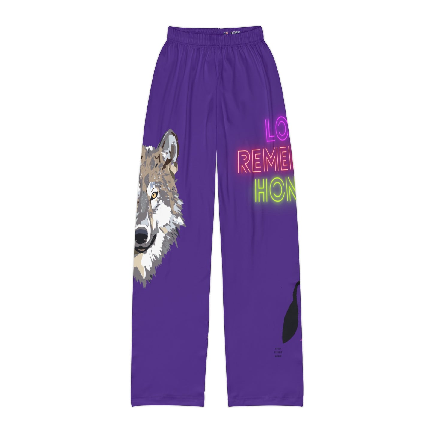 Kids Pajama Pants: Wolves Purple