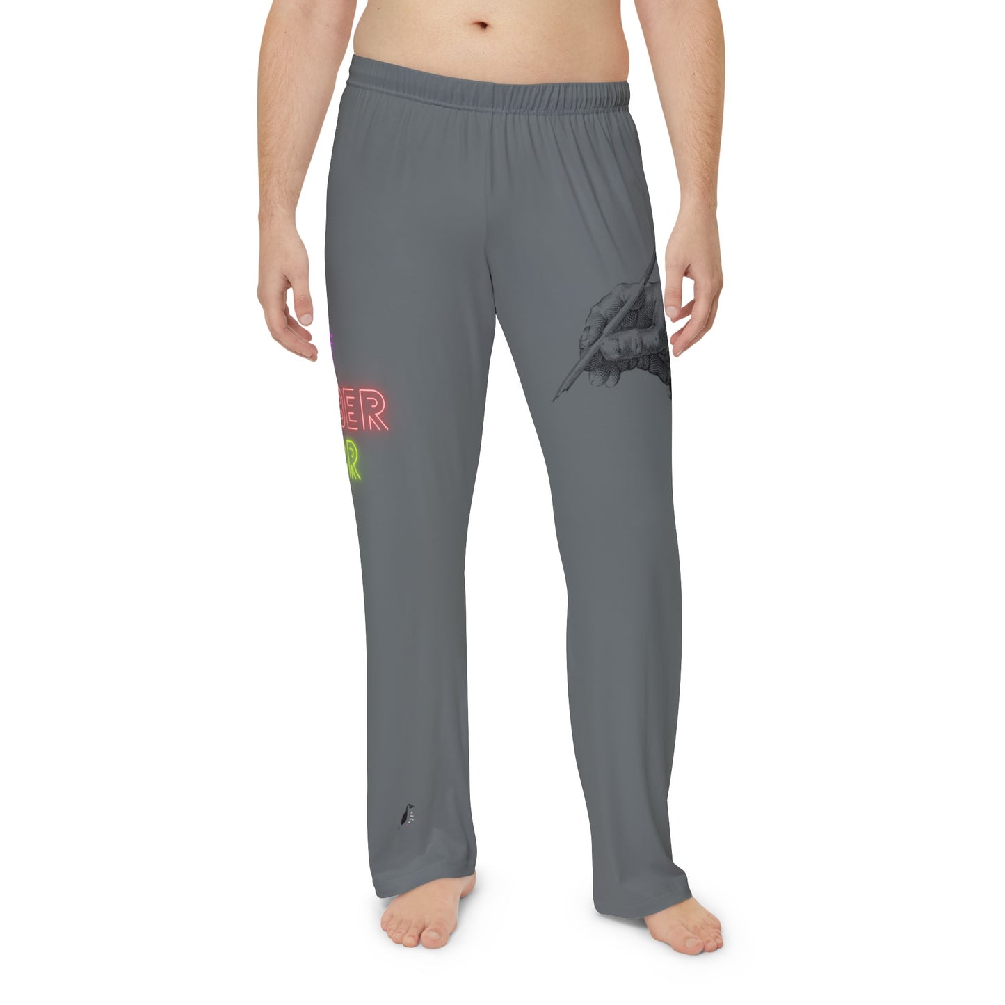 Men's Pajama Pants: Writing Dark Grey