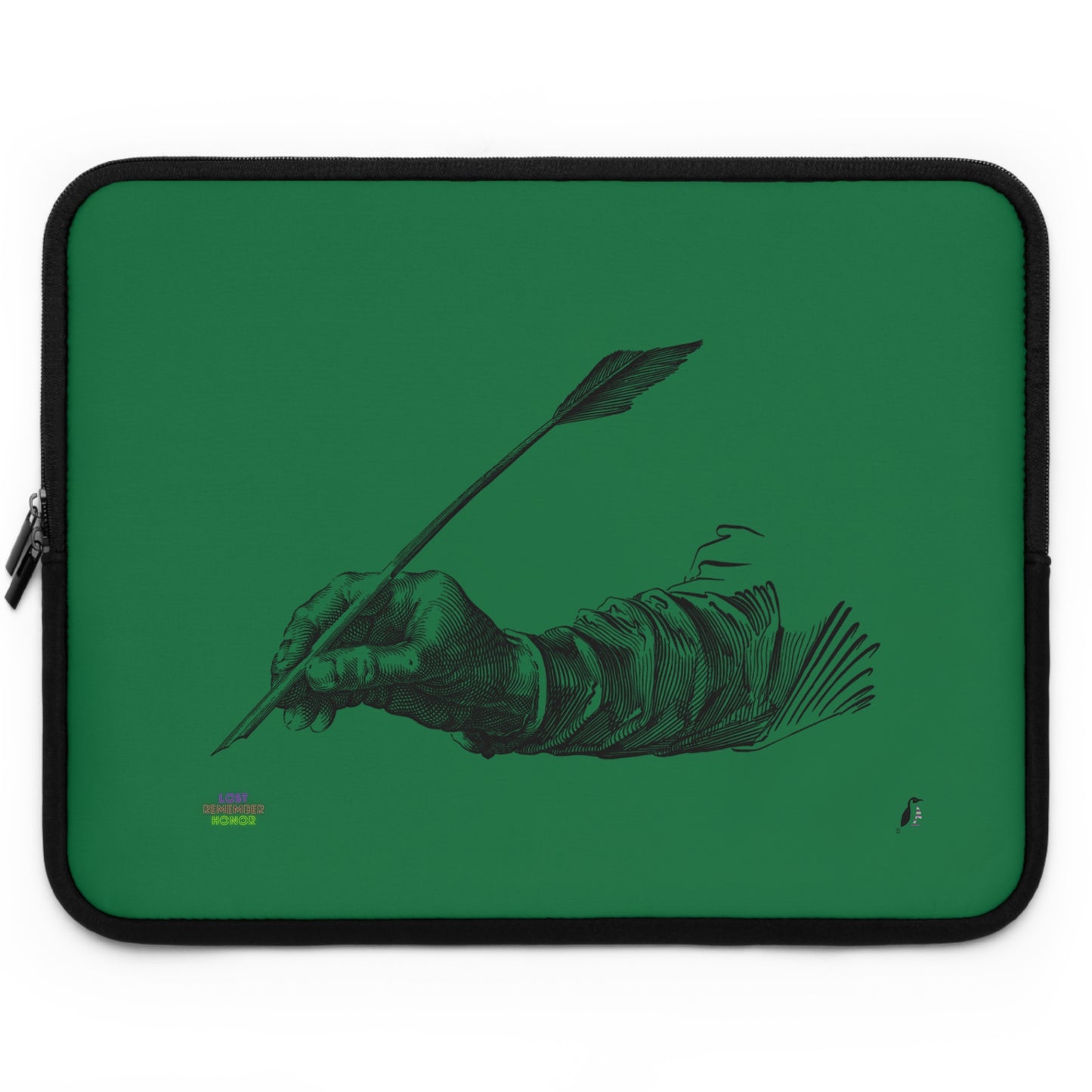 Laptop Sleeve: Writing Dark Green