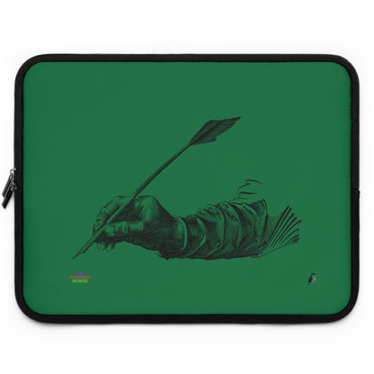 Laptop Sleeve: Writing Dark Green