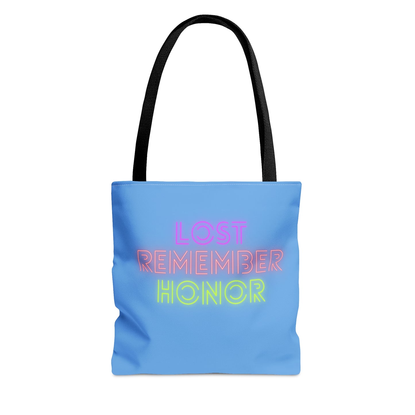 Tote Bag: Lost Remember Honor Lite Blue