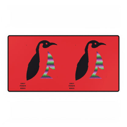 Desk Mats: Crazy Penguin World Logo Red