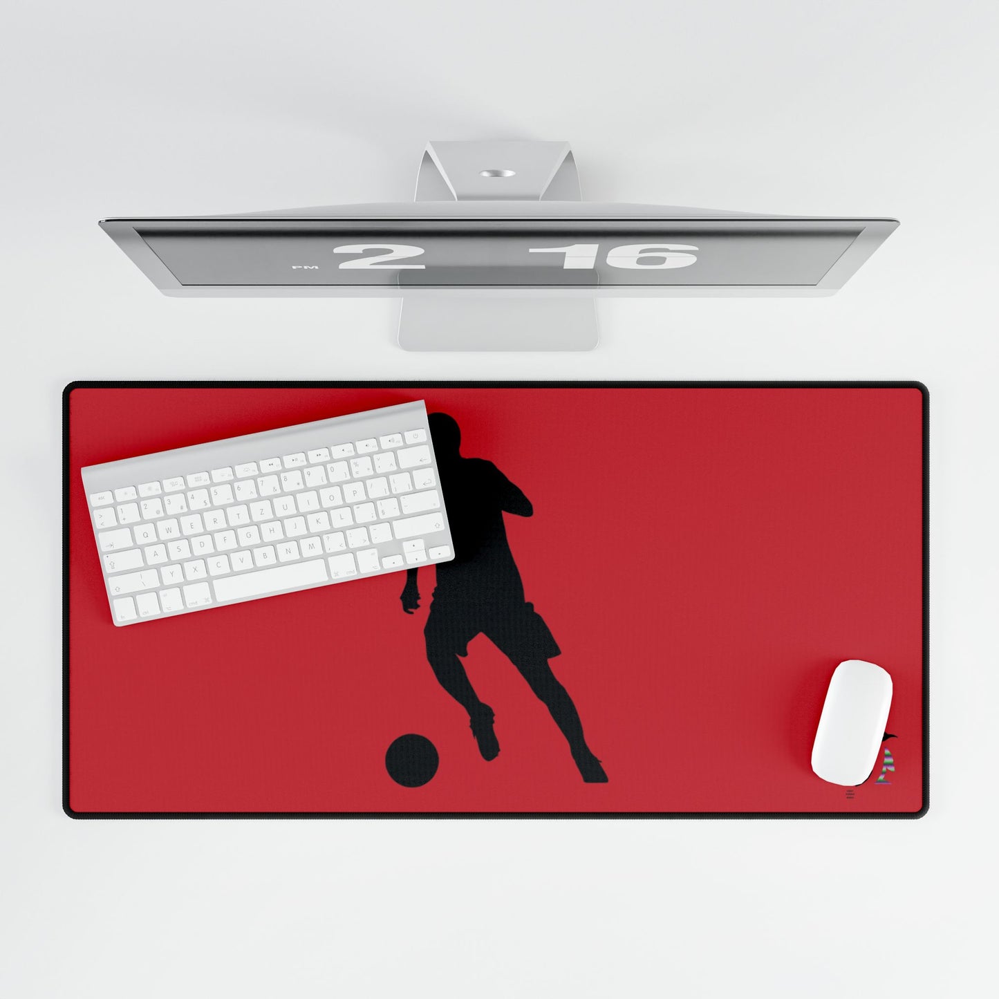 Desk Mats: Soccer Dark Red