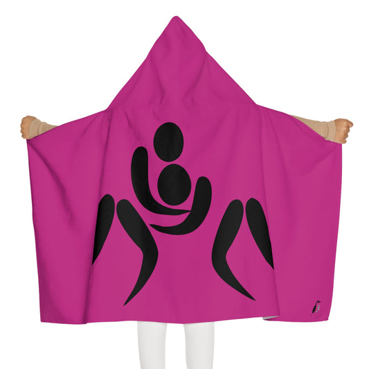 Youth Hooded Towel: Wrestling Pink