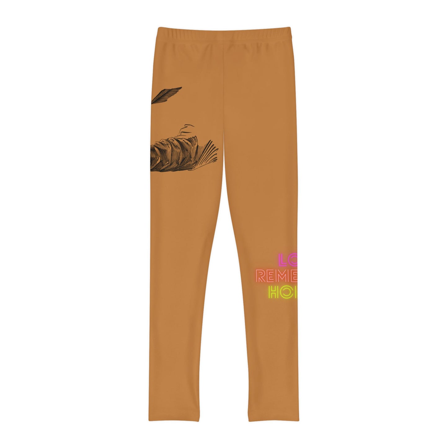 Youth Full-Length Leggings: Writing Lite Brown