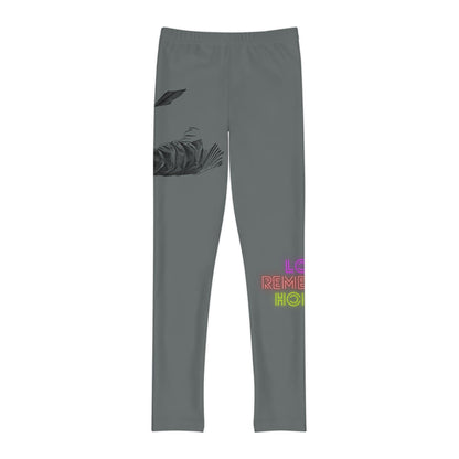 Youth Full-Length Leggings: Writing Dark Grey