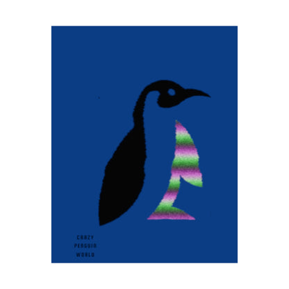 Premium Matte Vertical Posters: Crazy Penguin World Logo Dark Blue