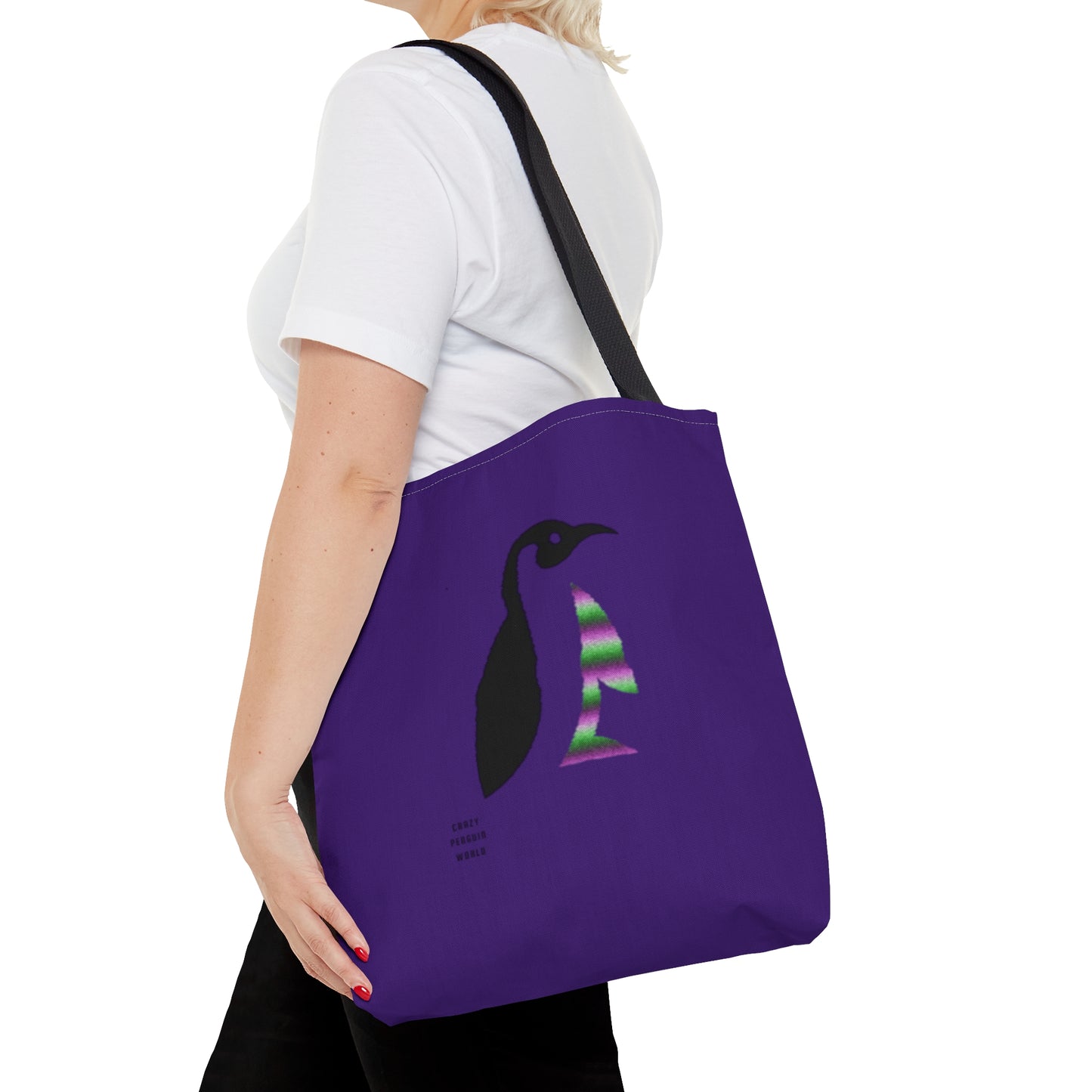 Tote Bag: Crazy Penguin World Logo Purple