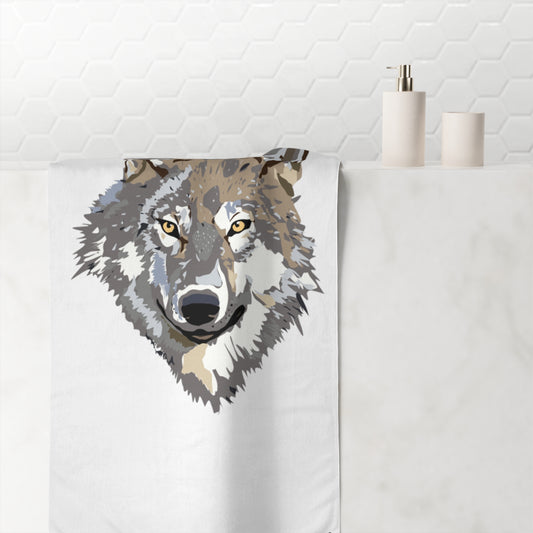 Mink-Cotton Towel: Wolves White