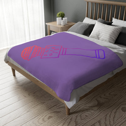 Velveteen Minky Blanket (Two-sided print): Music Lite Purple