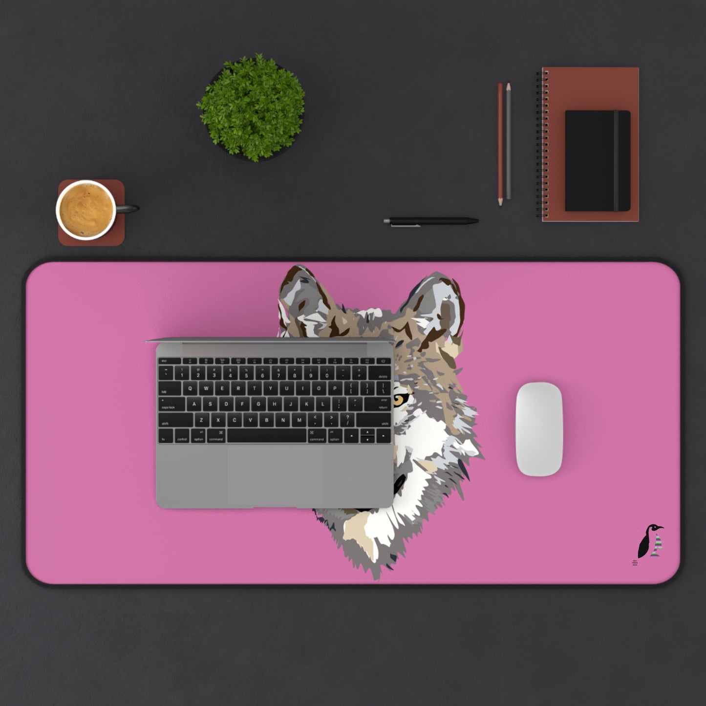 Desk Mat: Wolves Lite Pink