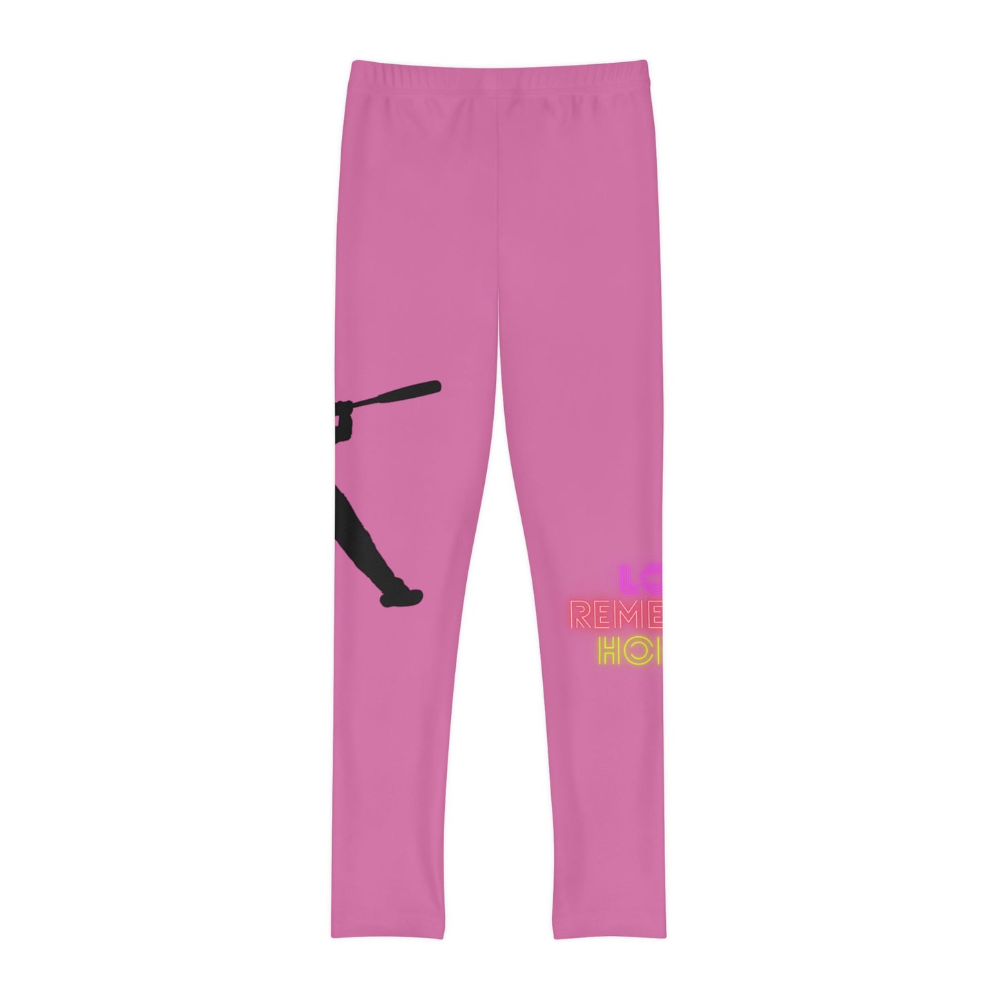 Youth Full-Length Leggings: Baseball Lite Pink