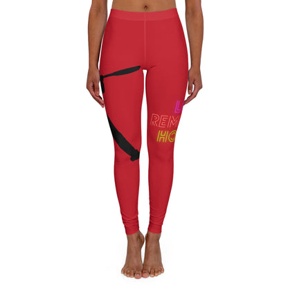 Women's Spandex Leggings: Baseball Dark Red