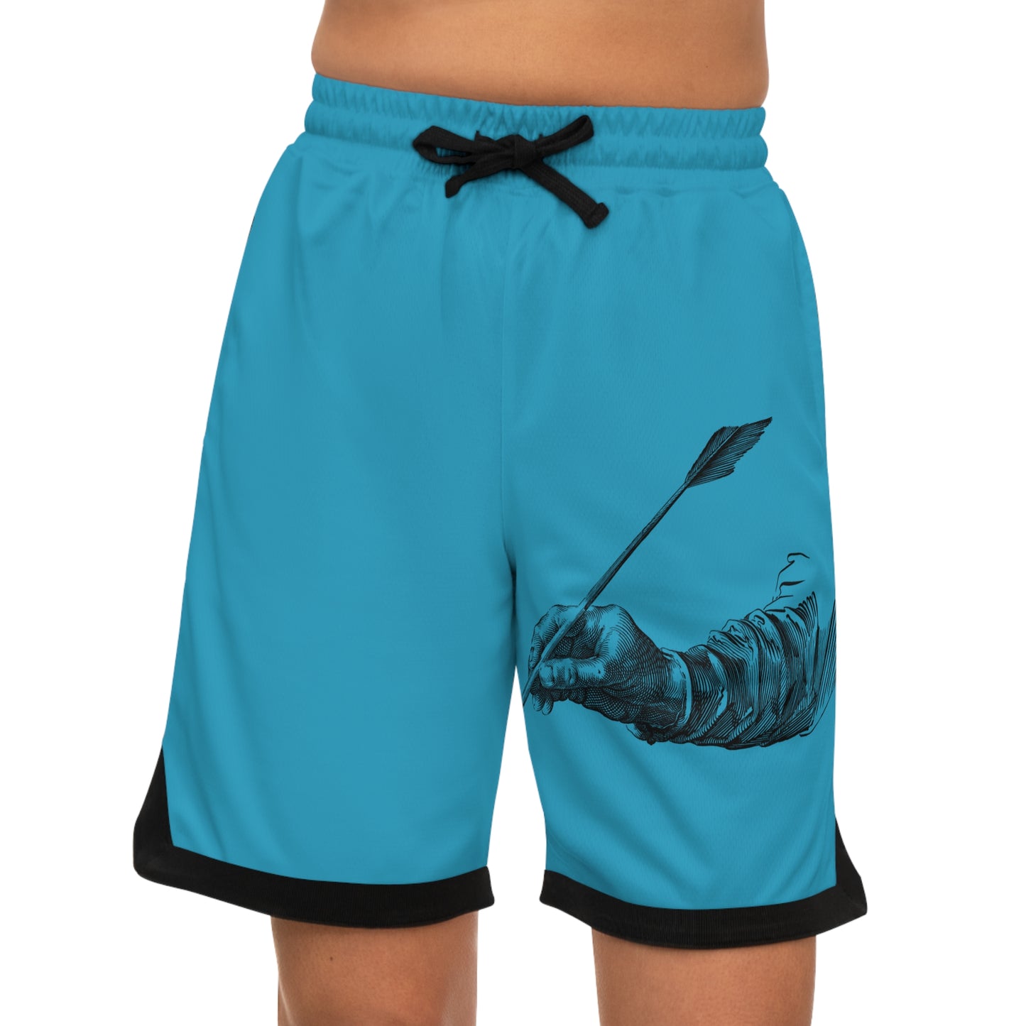 Basketball Rib Shorts: Writing Turquoise