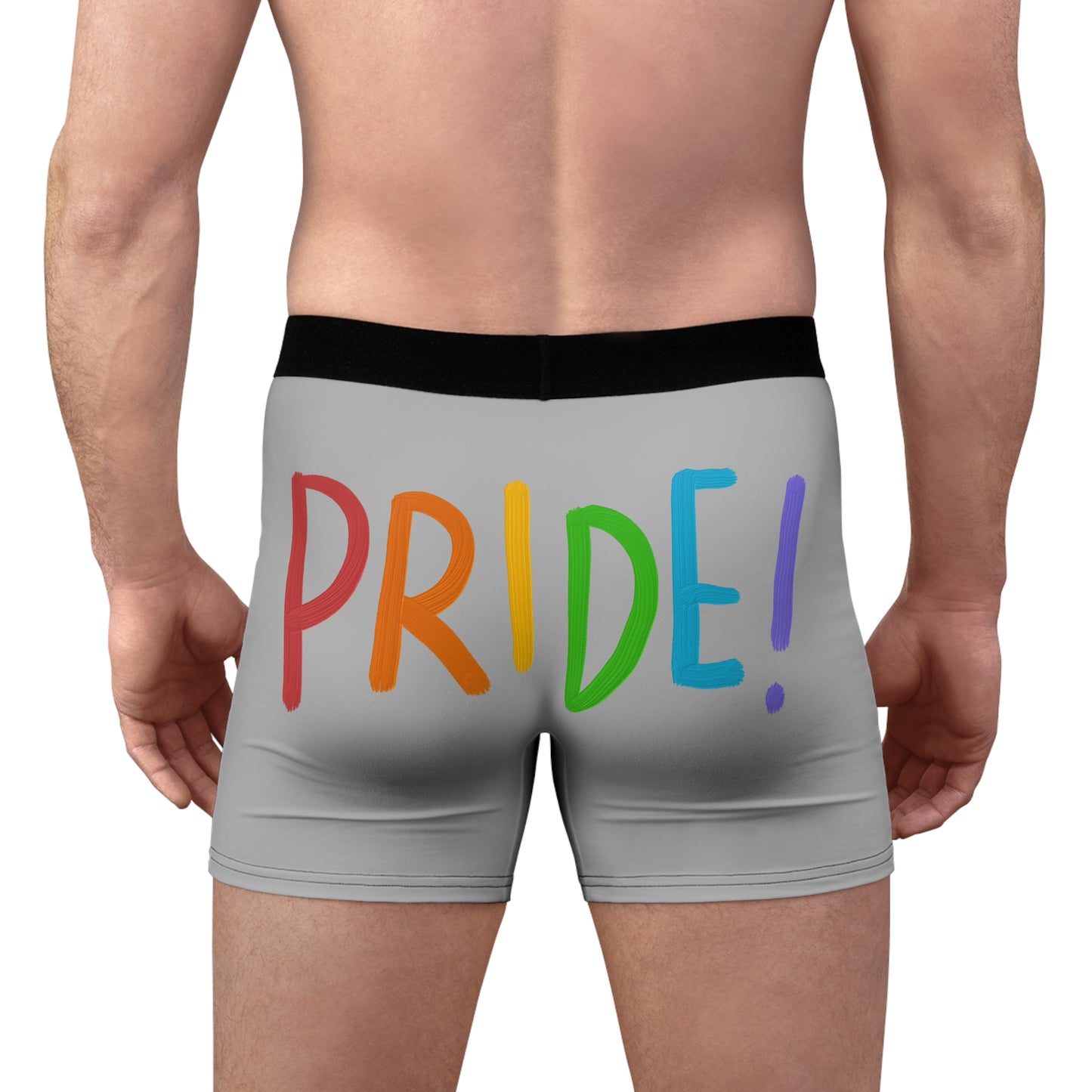 Men's Boxer Briefs: LGBTQ Pride Lite Grey