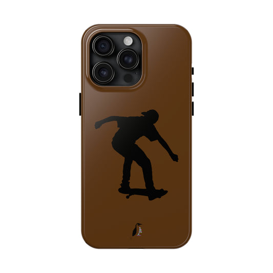 Tough Phone Cases (for iPhones): Skateboarding Brown